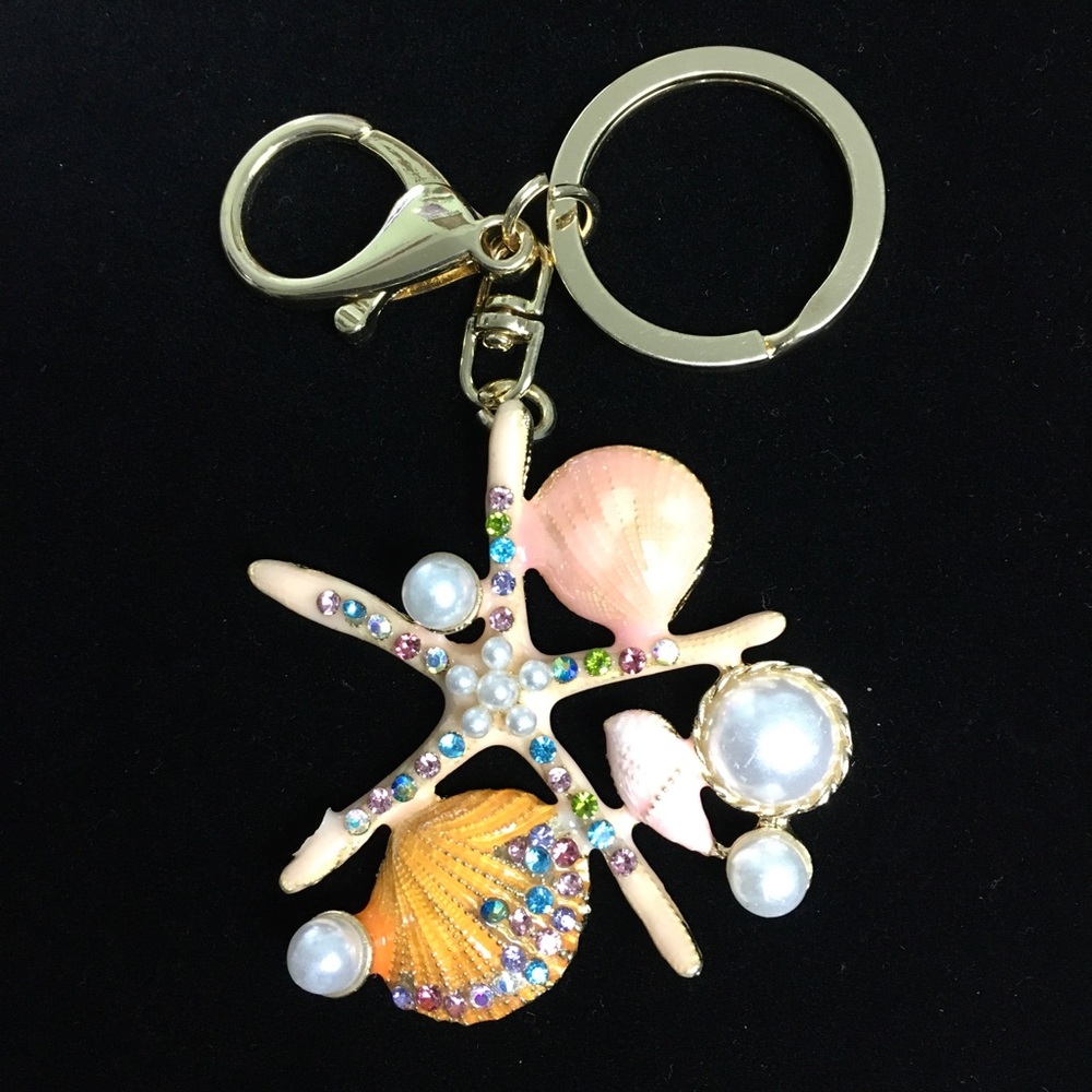 Starfish Seashell Keychain Purse Charm